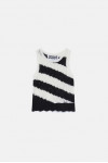 STRIPED POINTELLE KNIT TOP BLACK AND WHITE